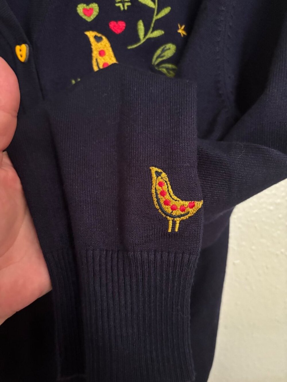 Royal Monk Navy Blue Embroidered Cardigan Heart Buttons Vintage Style XL - Picture 12 of 16